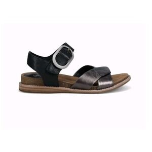 Sofft Bayo Sandal 6.5 Metallic Pewter/Black Comfort Buckle Leather Women Boho